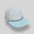 Perforated Structured Nylon Ripstop Ash Gray-Sky Blue / Black-White Rope — Blank Rope Hats Hats & Caps
