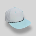 Perforated Structured Nylon Ripstop Ash Gray-Sky Blue / Black-White Rope — Blank Rope Hats Hats & Caps