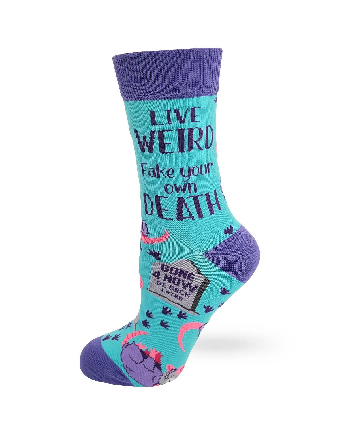 Live Weird, Fake Your Own Death Possum Women's Crew Socks — Fabdaz