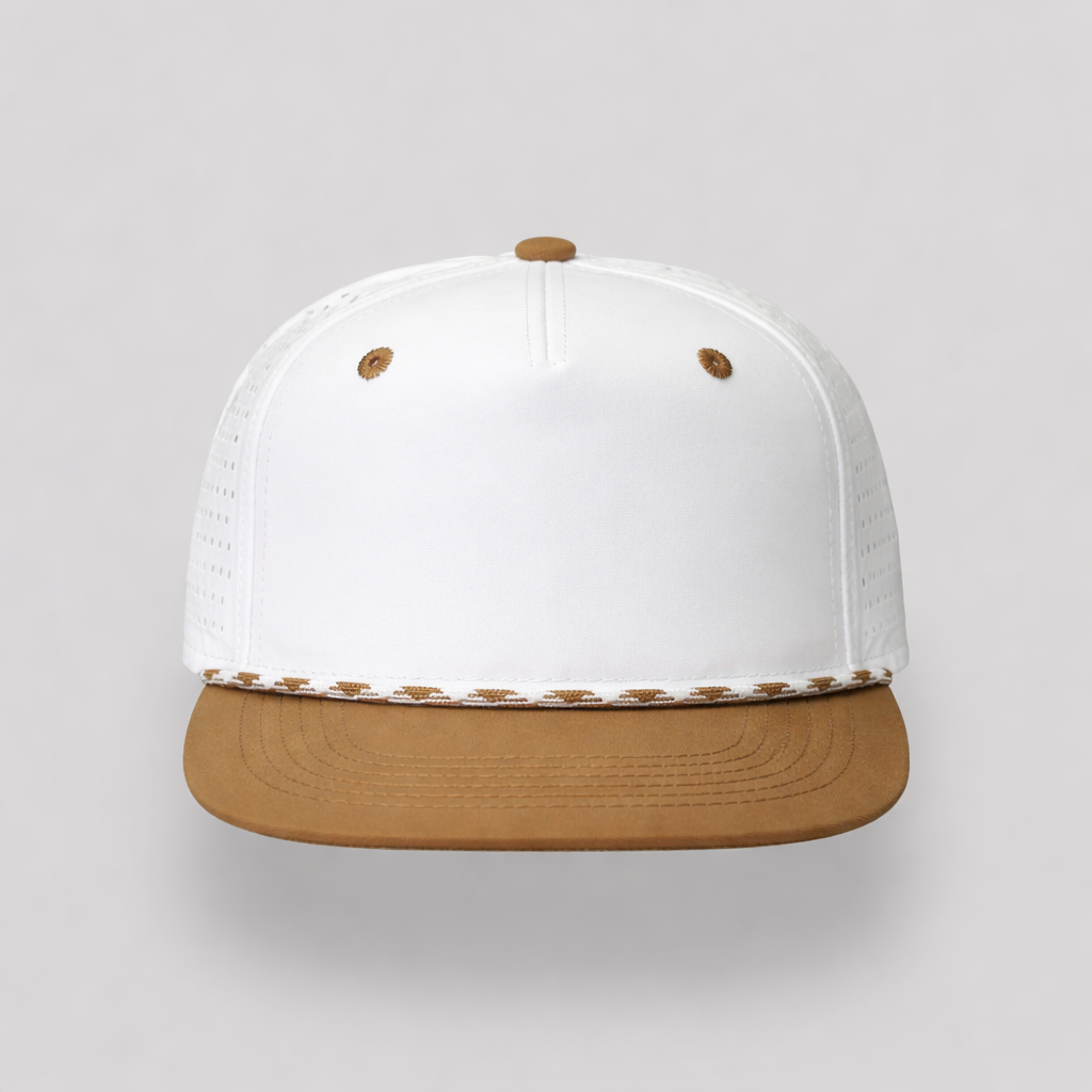 Perforated Structured White-Burnt Orange / White-Orange Rope - XL — Blank Rope Hats Hats & Caps