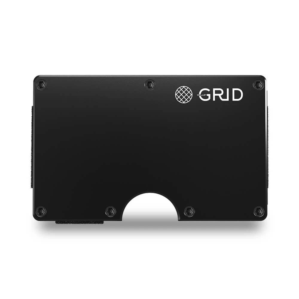 GRID Wallet black aluminum slim minimalist card-stacking wallet
