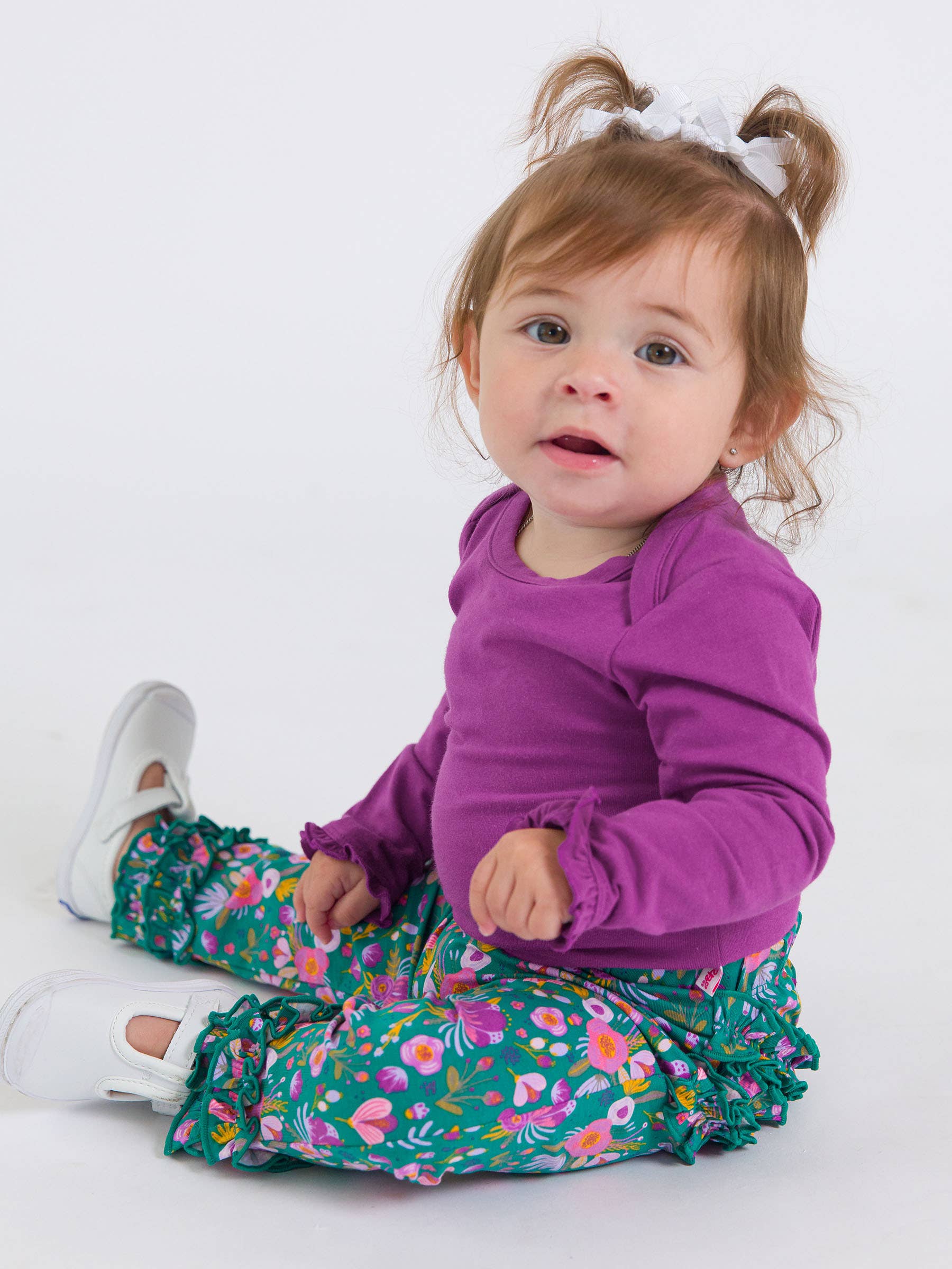 Baby Girls Plum Tart Knit Long Sleeve Ruffle Bodysuit — RuffleButts + RuggedButts Baby & Toddler Outfits