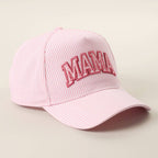MAMA Embroidered Patch Seersucker Stripe Trucker Hat — Fashion City