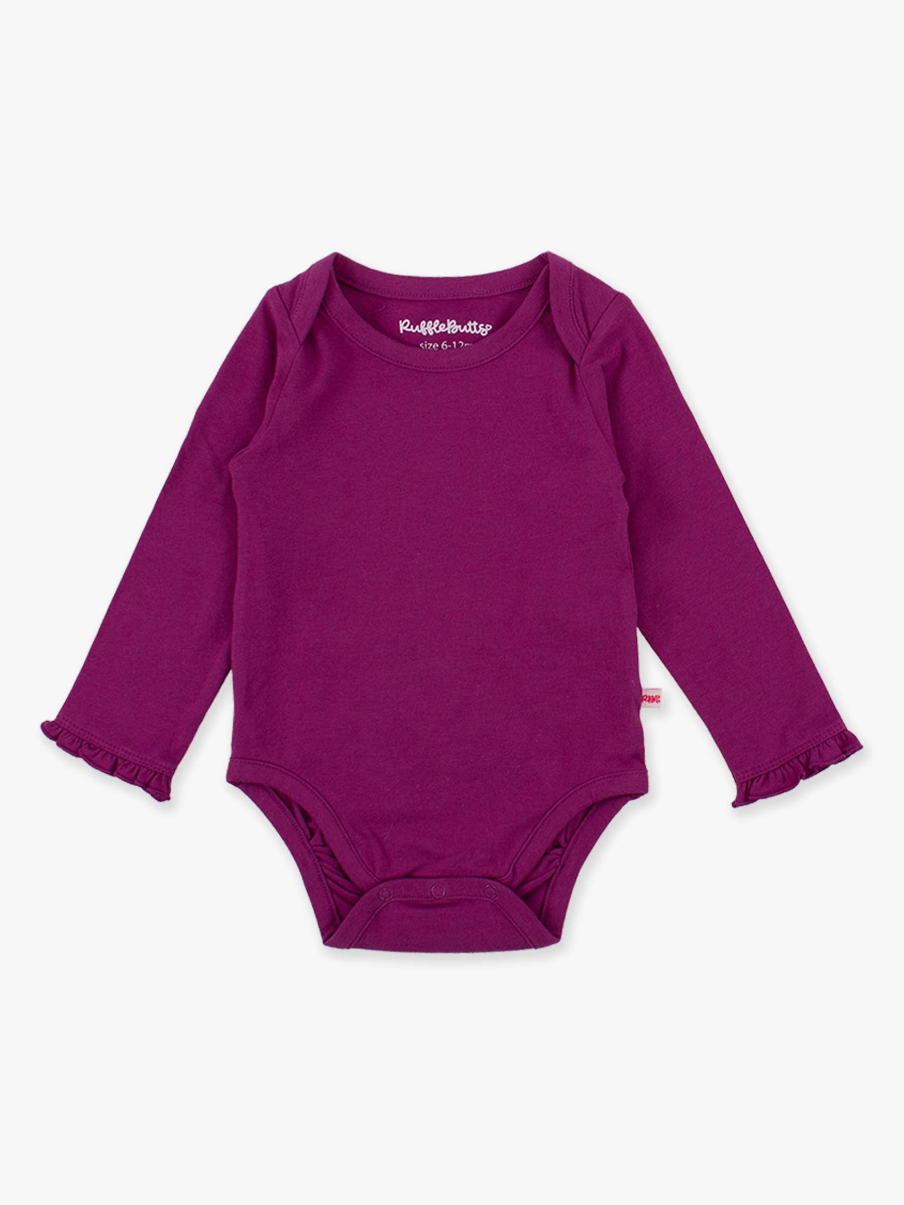 Baby Girls Plum Tart Knit Long Sleeve Ruffle Bodysuit — RuffleButts + RuggedButts Baby & Toddler Outfits