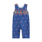 Blue Pumpkin Print Knit Smocked Overalls — Lil Cactus