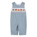 Light Blue Pinstripe Turkey Smocked Overalls — Lil Cactus Baby & Toddler Outfits