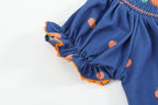 Blue Pumpkin Print Knit Smocked Bishop Dress — Lil Cactus Baby & Toddler Dresses