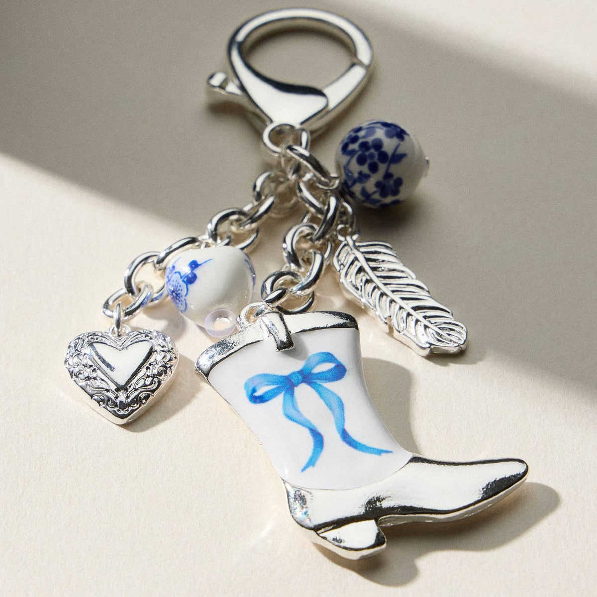 Western Cowgirl Boot Charm Ceramic | Beads Keychain — Frem