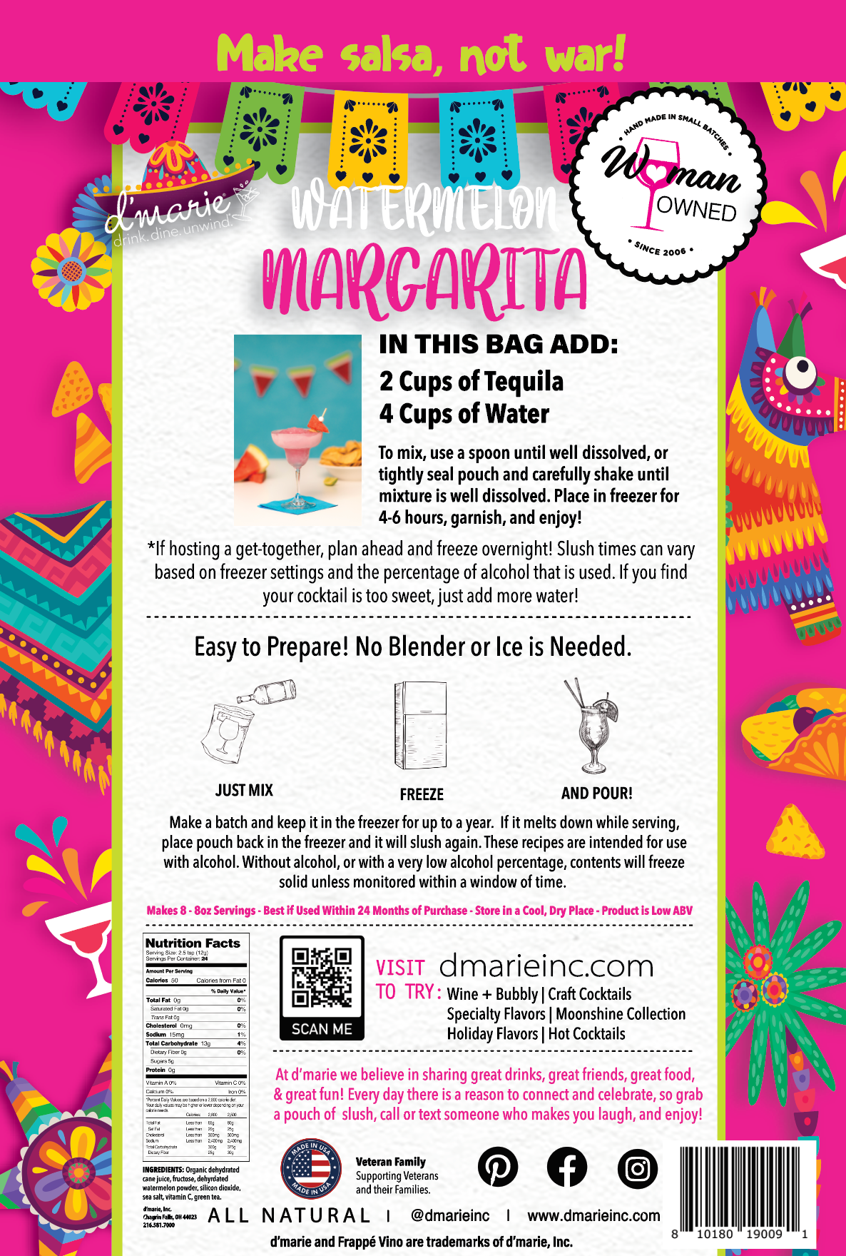 Watermelon Margarita - Ready-To-Freeze Cocktail — d'marie inc. drink mix