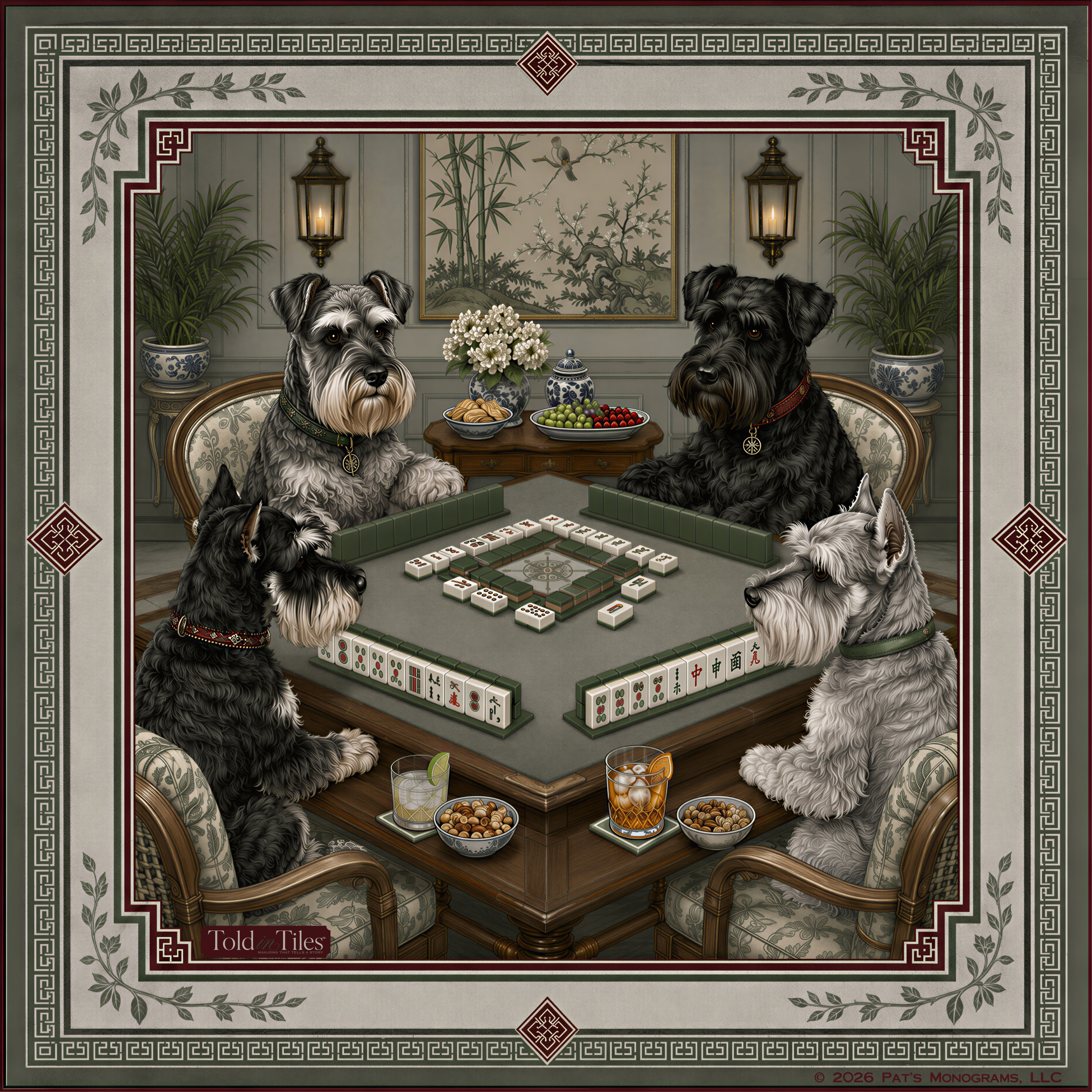 All Paws, No Pause Mahjong Mat | Schnauzer | Paws & Tiles Collection - PREORDER — Told in Tiles
