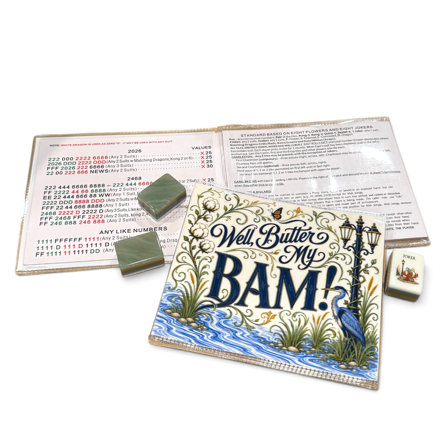 Well, Butter My Bam! Mahjong Card Cover — Large NMJL Card Holder — Told in Tiles