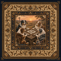 Sundown at The Table — Australian Shepherd Mahjong Mat | Paws & Tiles Collection - PREORDER — Told in Tiles