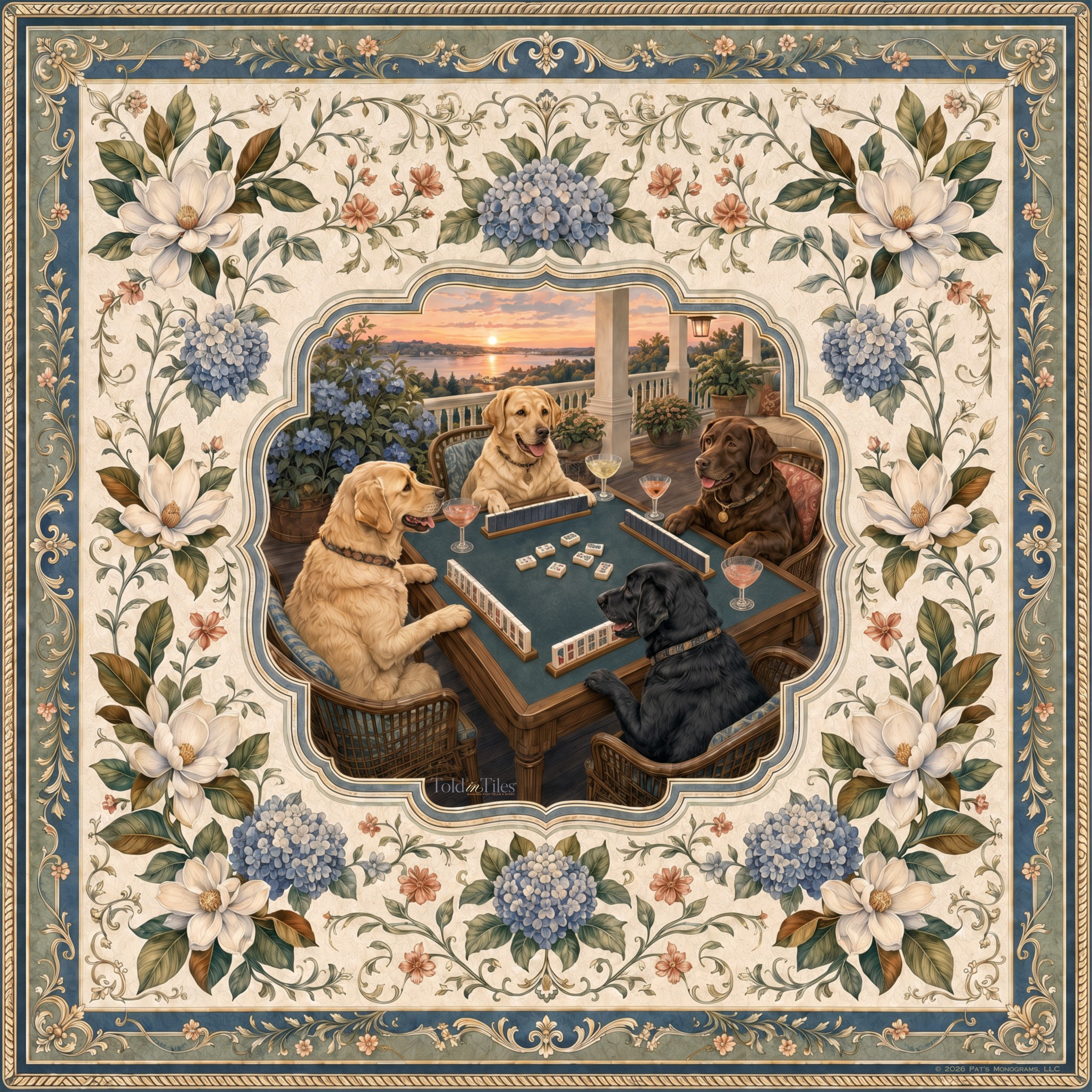 Sunset on the Bay Mahjong Mat | Labrador | Paws & Tiles Collection - PREORDER — Told in Tiles