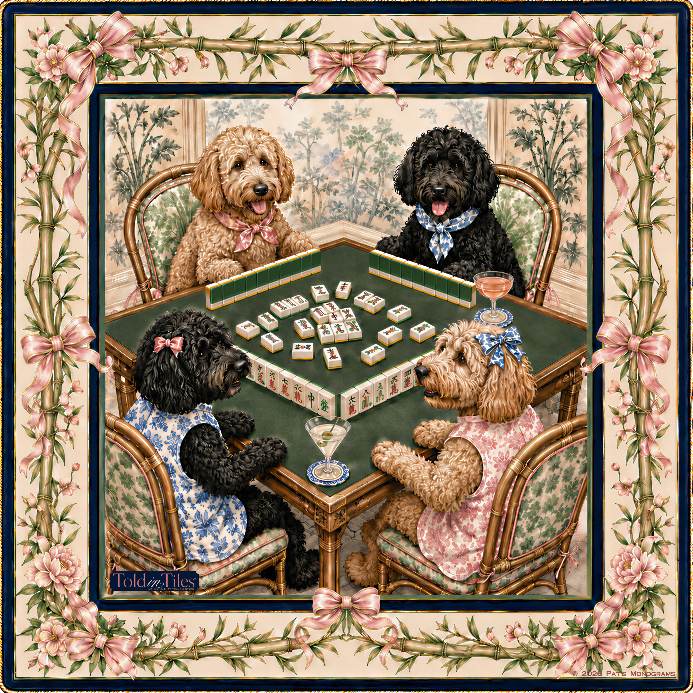 The Doodle Soirée — Doodle Mahjong Mat | Paws & Tiles Collection - PREORDER — Told in Tiles