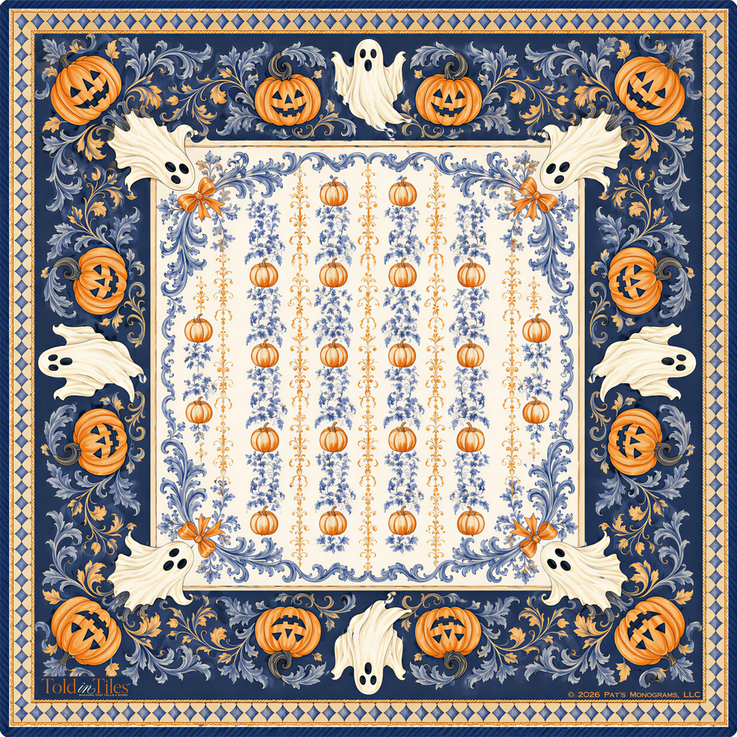 Trick or Tiles Halloween Mahjong Mat | Seasonal | Told in Tiles - PREORDER