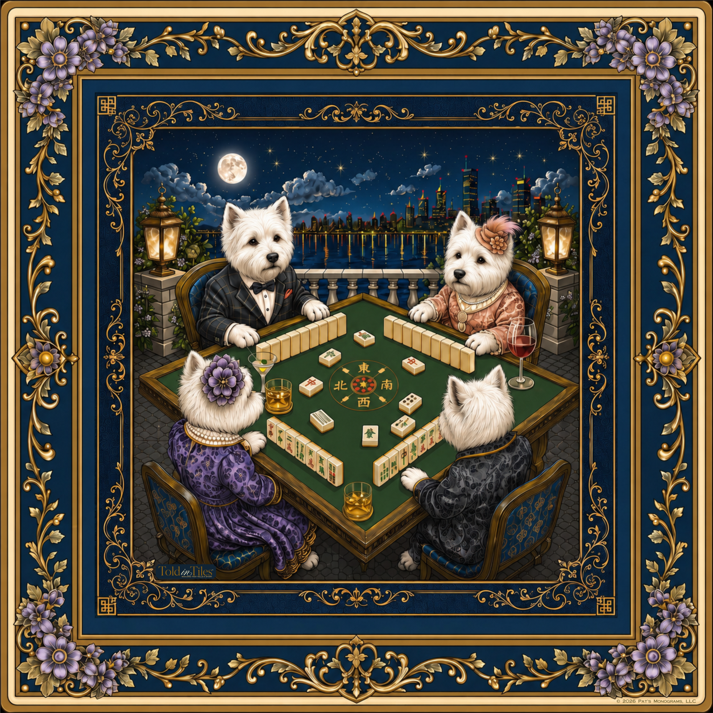 The White Tie Affair Mahjong Mat | Westie | Paws & Tiles Collection - PREORDER — Told in Tiles
