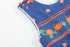 Blue Pumpkin Print Knit Smocked Overalls — Lil Cactus