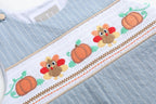 Light Blue Pinstripe Turkey Smocked Overalls — Lil Cactus Baby & Toddler Outfits