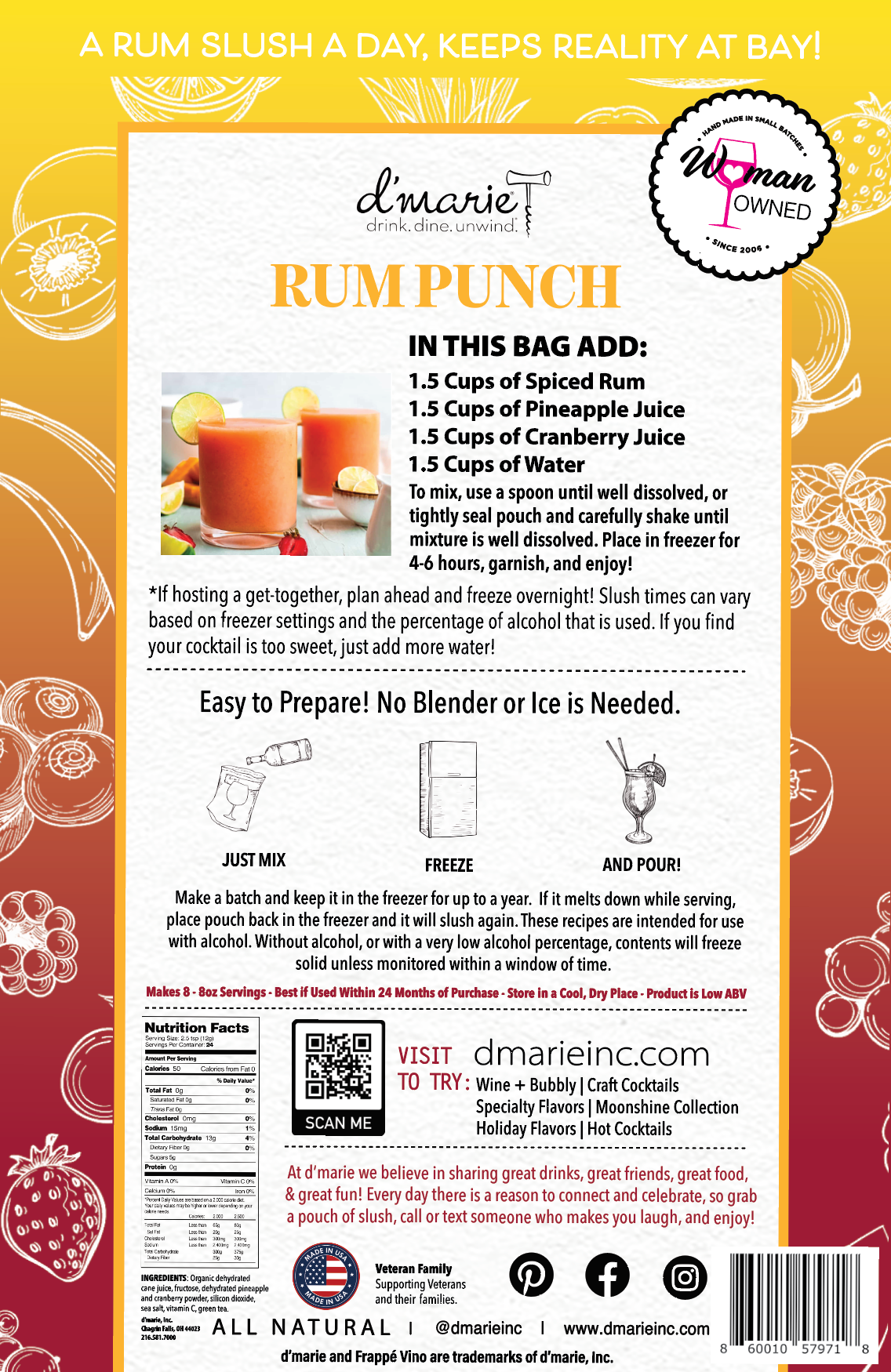 Rum Punch Cocktail - Ready-To-Freeze Cocktail — d'marie inc. drink mix