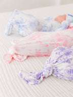SoftSnooze™ Baby Girls Bamboo Viscose Periwinkle Butterfly Garden Ruffle Knotted Sleep Gown & Bow Hat Set