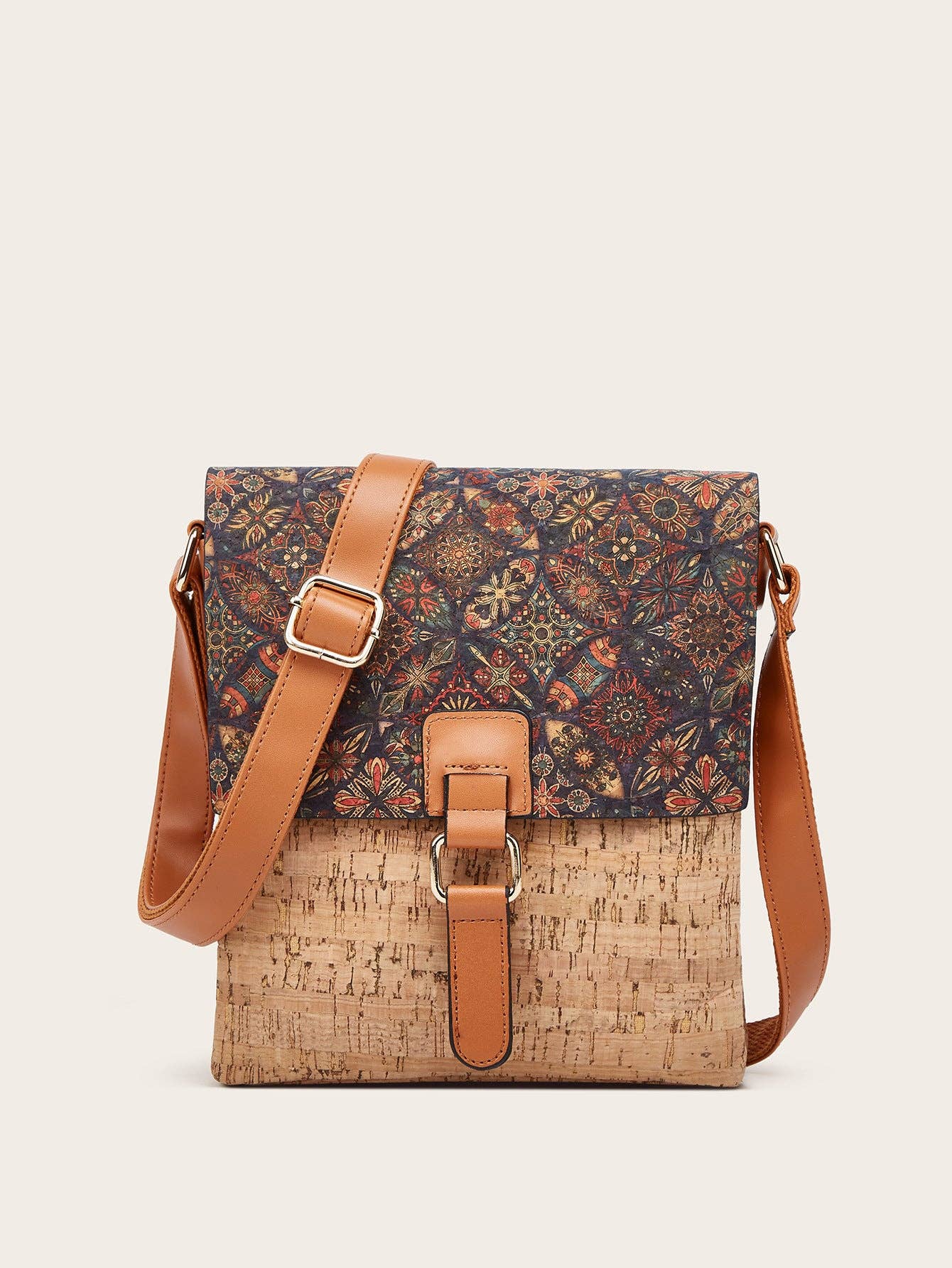 Cork Shoulder Bag Vintage Style Crossbody Bag — Golden Hour Boutique Handbag