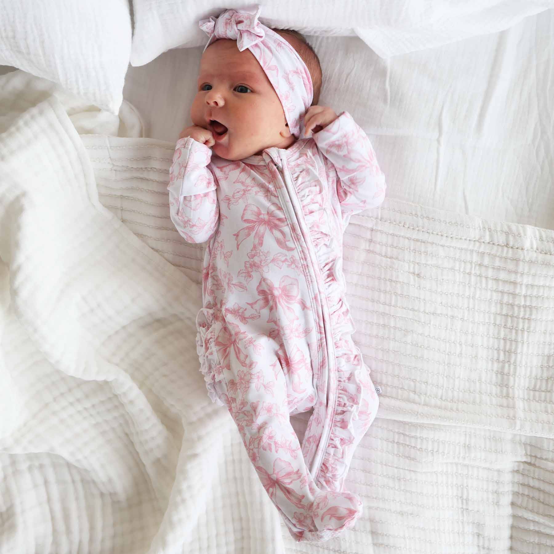 Fancy Frills Ruffle Zipper Footie — Caden Lane Baby Sleepwear
