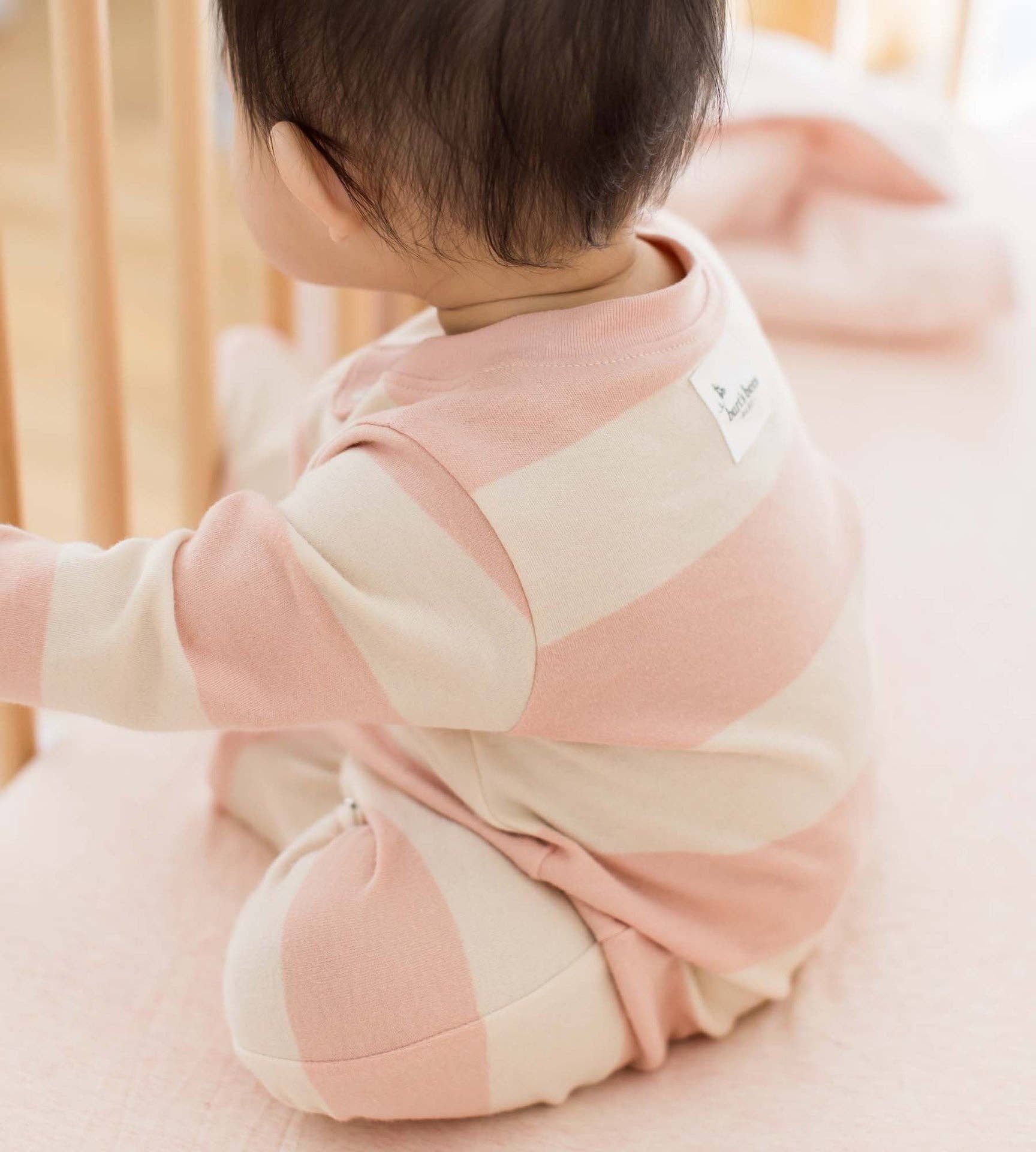Rugby Stripe Organic Cotton Sleep & Play - Pink Sand - Premium Baby Sleepwear from Burt's Bees Baby - Just $14.95! Shop now at Pat's Monograms