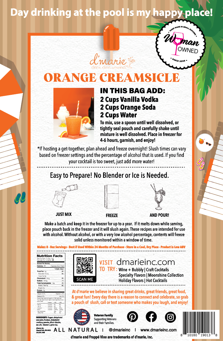 Orange Creamsicle Cocktail - Ready-To-Freeze Cocktail — d'marie inc. drink mix