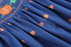 Blue Pumpkin Print Knit Smocked Bishop Dress — Lil Cactus Baby & Toddler Dresses