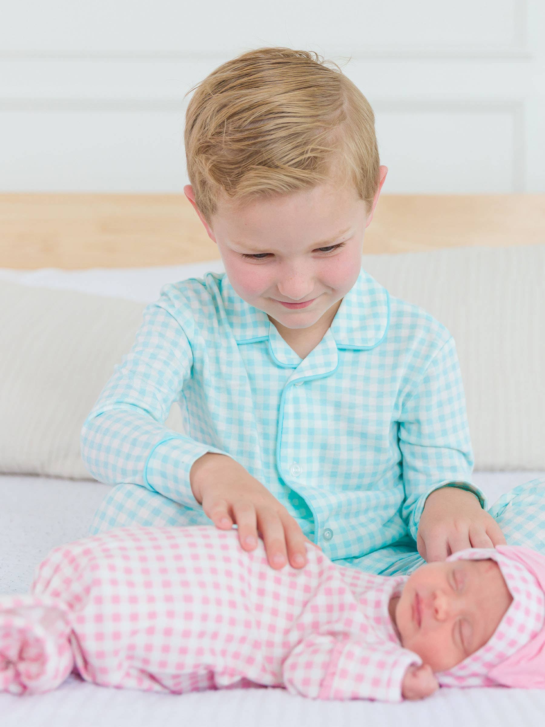 SoftSnooze™ Baby Girls Cotton Modal Pink Gingham Ruffle Knotted Sleep Gown & Bow Hat Set