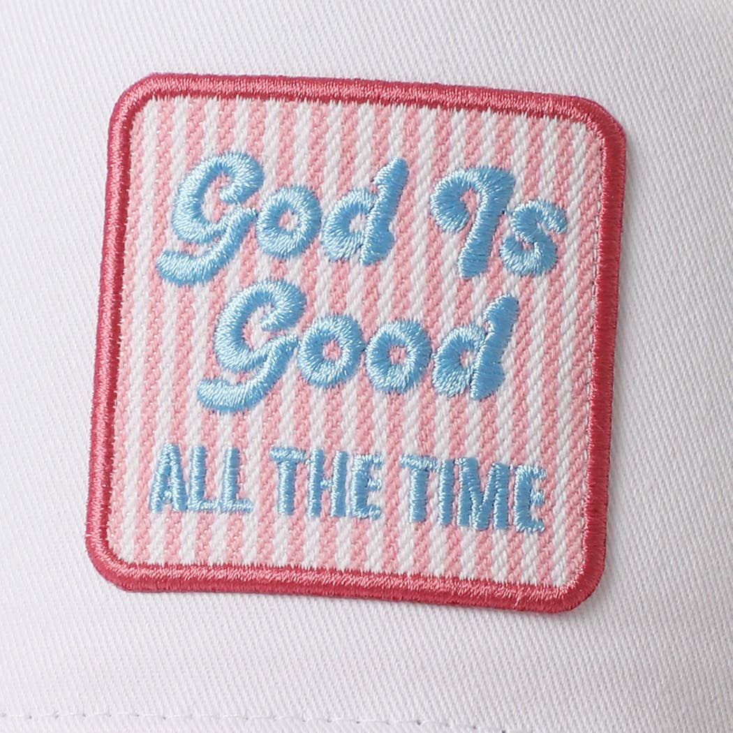 God Is Good Embroidered Patch Seersucker Brim Cap — Fashion City