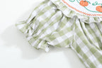 Sage Green Gingham Pumpkin Smocked Romper — Lil Cactus Baby & Toddler Outfits