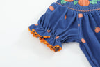 Blue Pumpkin Print Knit Smocked Romper — Lil Cactus Baby & Toddler Outfits