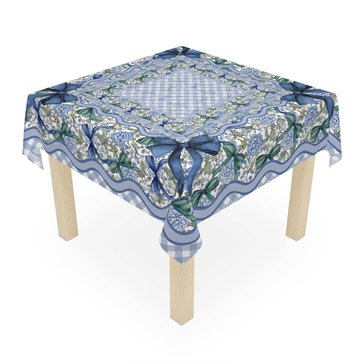 Bows and blossom mahjong tablecloth with printed Charleston directions