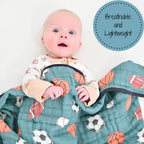 Muslin Quilt Baby & Kids Blanket Little Athlete Sporty — LollyBanks Baby Blanket