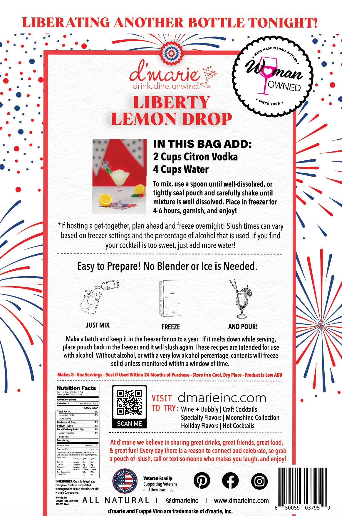 Liberty Lemon Drop Cocktail - Ready-To-Freeze Cocktail — d'marie inc. drink mix