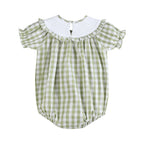 Sage Green Gingham Pumpkin Smocked Romper — Lil Cactus Baby & Toddler Outfits